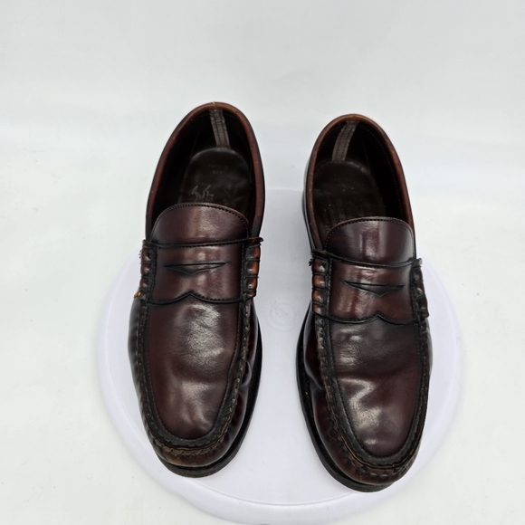 Whippet Wright Shoe Men’s 9.5D Burgundy Arch Preserver Hand Sewn Loafers - Picture 2 of 8